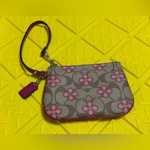 Coach Pink Leather Tag with Gold Accents